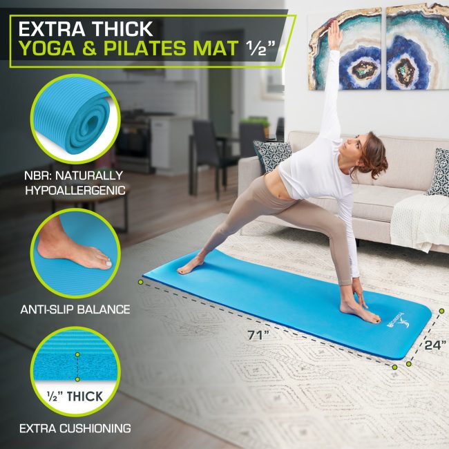 Extra Thick Yoga and Pilates Mat 1/2 inch - Image 7