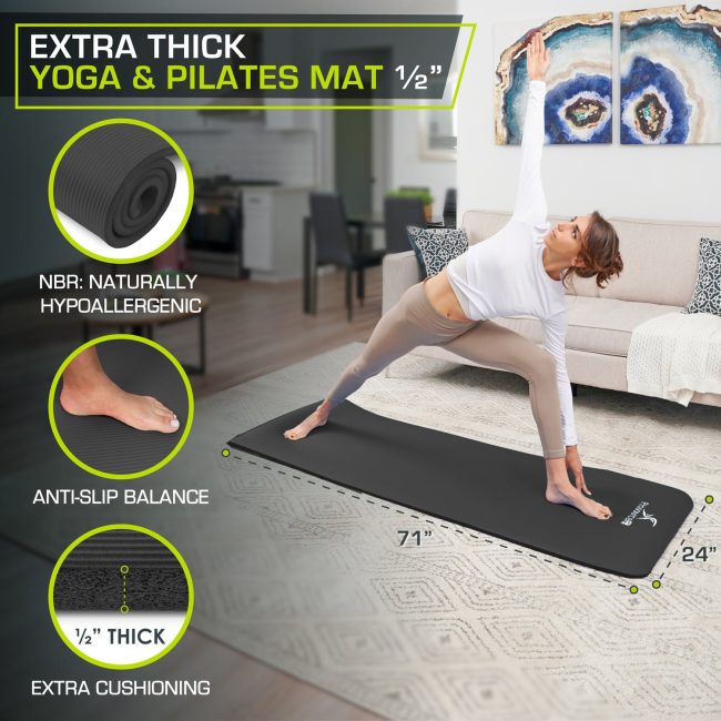 Extra Thick Yoga and Pilates Mat 1/2 inch - Image 2