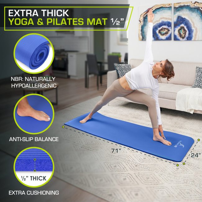 Extra Thick Yoga and Pilates Mat 1/2 inch - Image 22