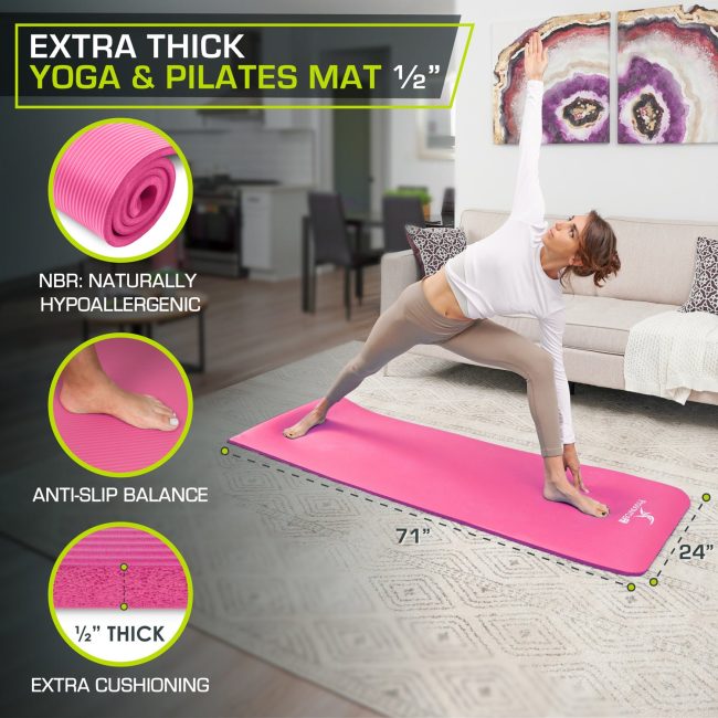 Extra Thick Yoga and Pilates Mat 1/2 inch - Image 12