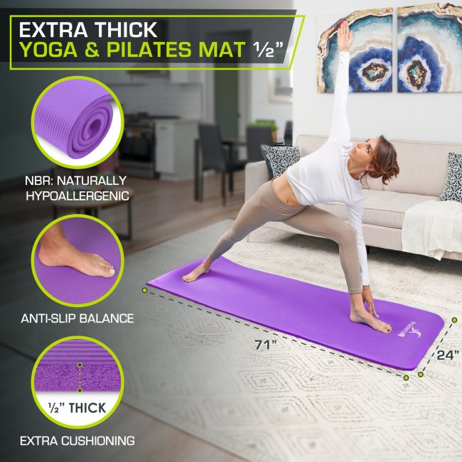 Extra Thick Yoga and Pilates Mat 1/2 inch - Image 17